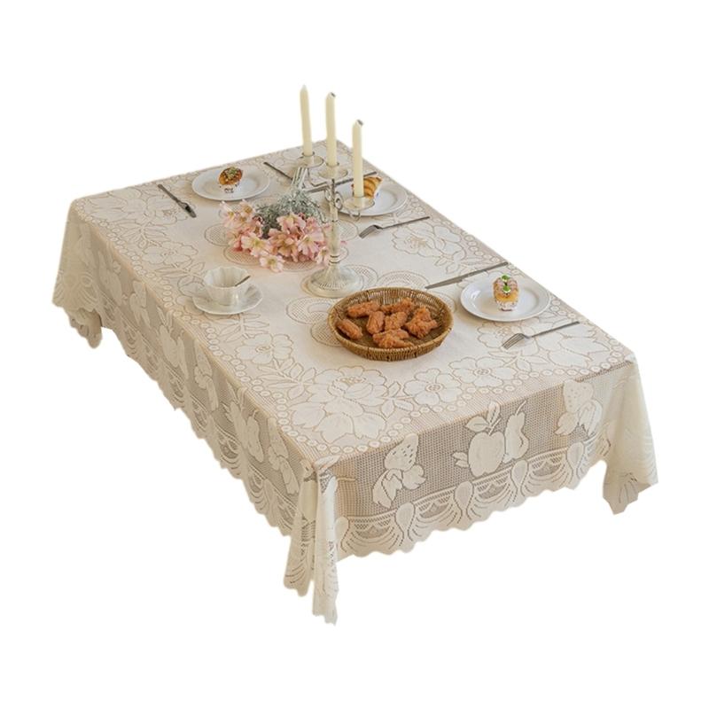 

Elegant Butterfly Floral Lace Tablecloth Table Cover for Rectangle Table Wrinkle Resistant Dining Decorations 140x200cm