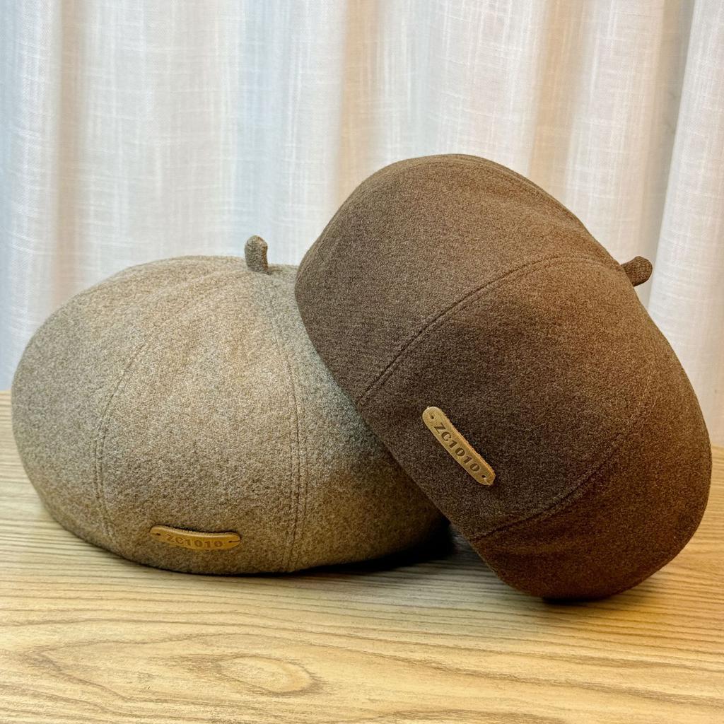 Barett Damen Herbst und Winter Neu Koreanisch Retro Achteckige Mütze mit Kleinem Gesicht Geeignet für Rundes Gesicht Dreidimensionale Malermütze