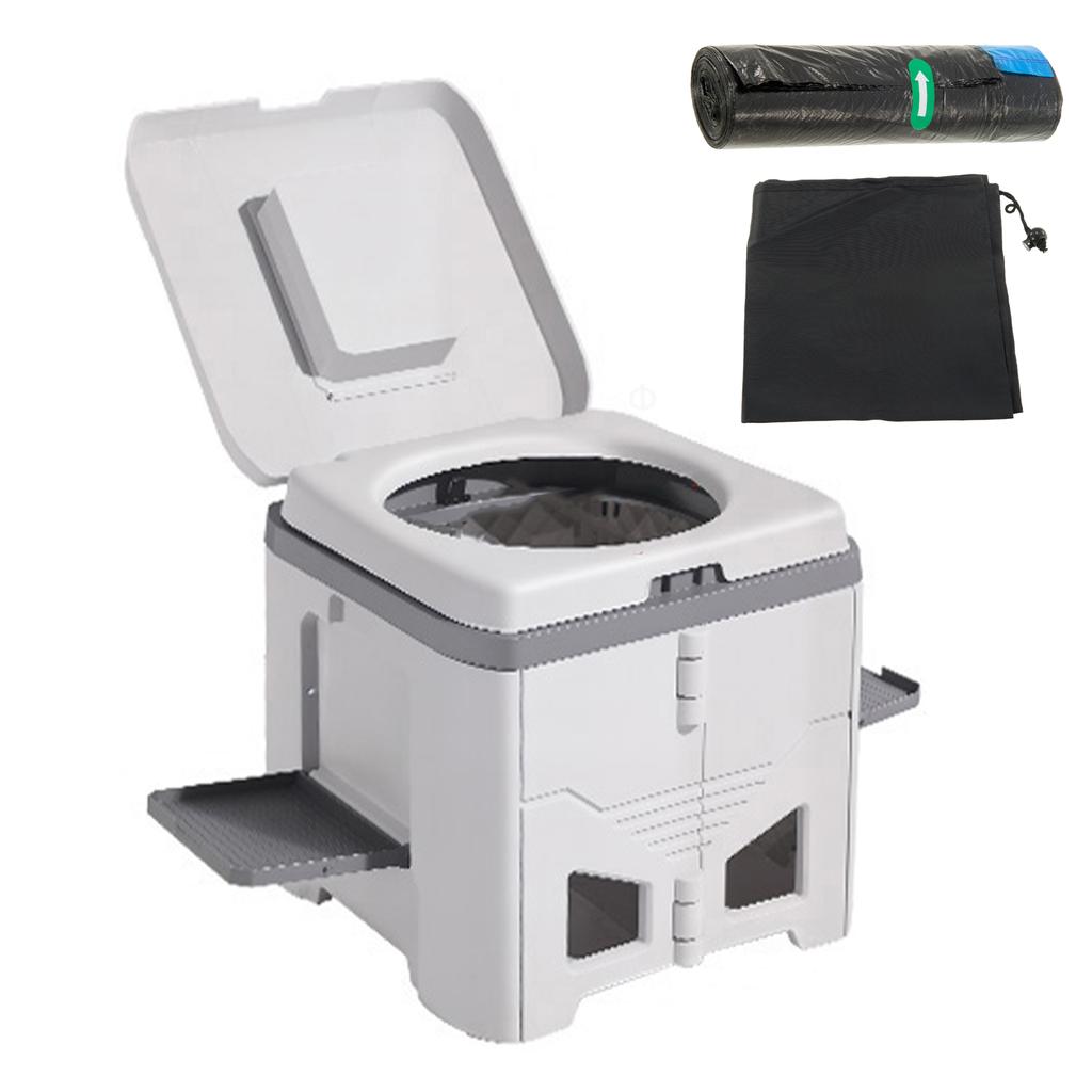 Portable Toilet w/ Lid and Carry Bag Foldable Travel Potty 150KG Capacity Camping Toilets for Hiking Beach Car Truck RV