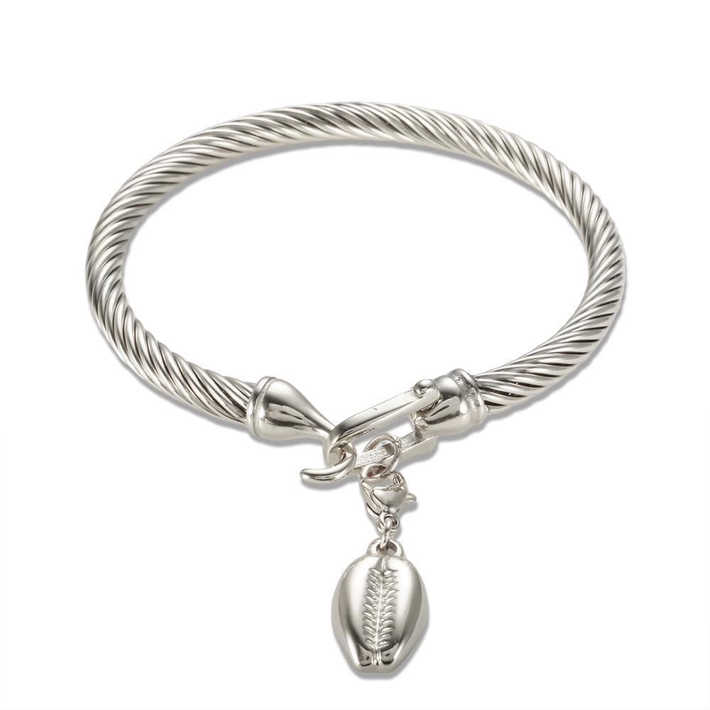 Elegant Stainless Steel Wire Bracelet with Diamond Accent and Non-Fading Horseshoe Buckle