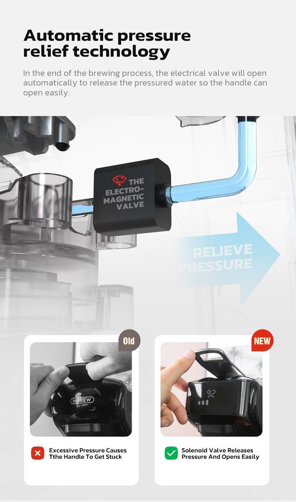 HiBREW H1B Pods Coffee Maker, 600ml Water Tank, 20 Bar Pressure Extraction, Cold/Hot Mode, LED Indicator