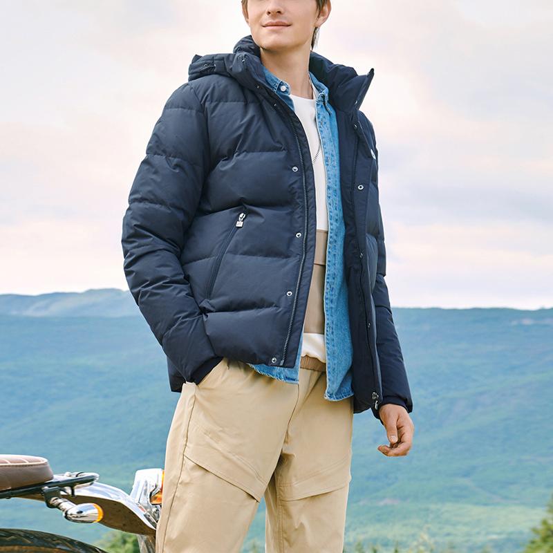 Fila Original Series Casual Sports Zip-Up Hooded Long Sleeve Down Jacket Men Outerwear Navy F51M348909A-NV