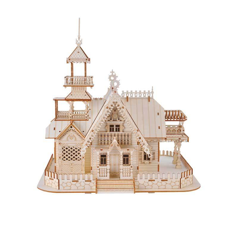 3D Wooden Villa Model Kit, DIY