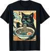 Vintage Japanese Cat Ramen Wave Art T-Shirt for All Ages
