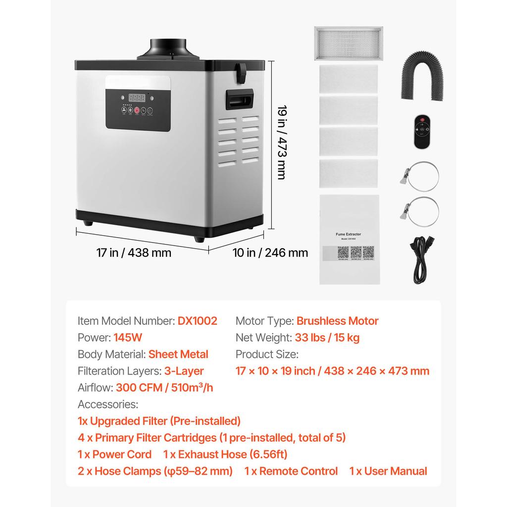 SucceBuy Solder Fume Extractor Upgraded 4-Stage Filtration Soldering Smoke Absorber with 510 M³/h Suction for Laser Engraving