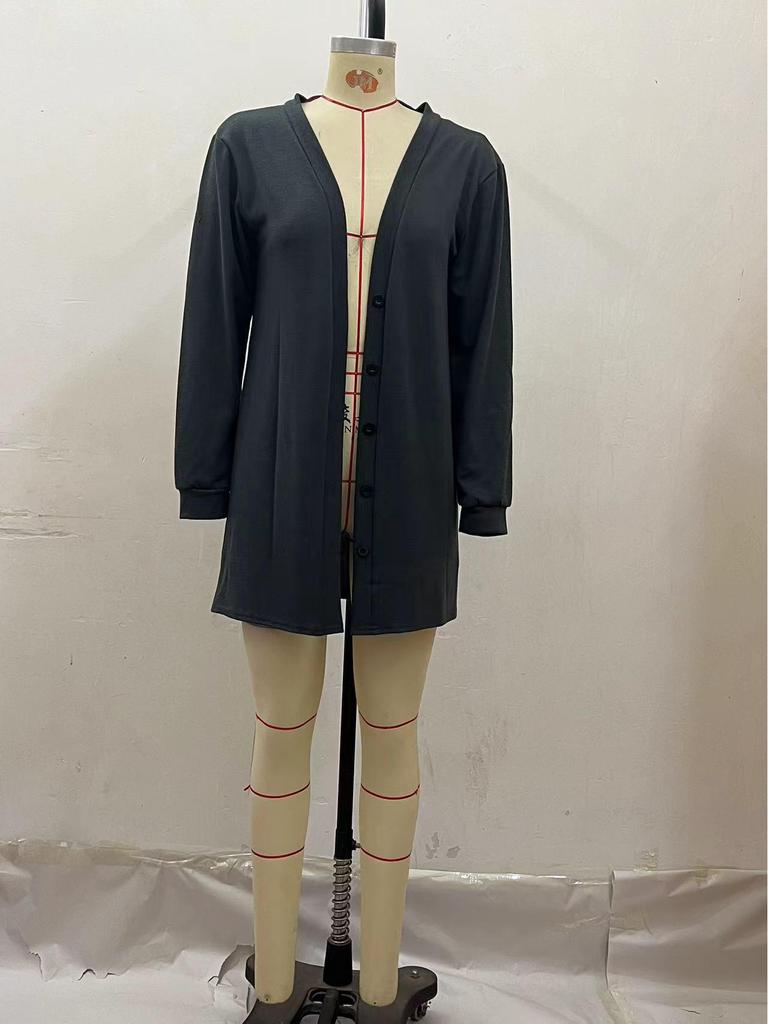 2023 Women's Long-Sleeve Solid Color Knitted Three-Piece Suit