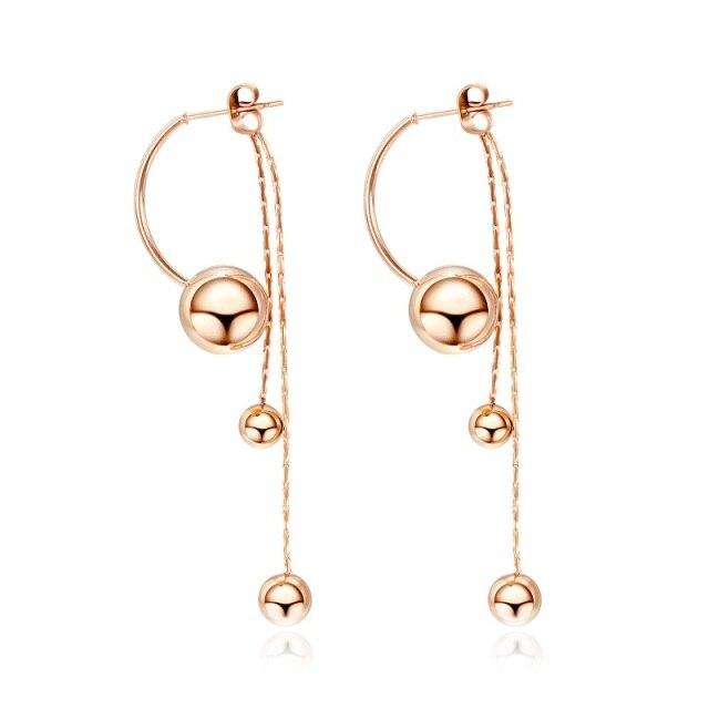 Korean Fashion Long Geometric Circle Earrings For Women  Jewelry Female Earring Gift Party Wedding Rose Gold Drop Earrings