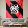 Korea Tiger Emblem On Red and Black Background Patterned Tapestry Decorative Wall Hanging, Home Bedroom Living Room Decor