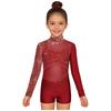 Ensemble Maillot de Gymnastique Danse Fille Manches Longues Impression Papillon Strass Fermeture Éclair Dorsale Body Short Bandeau pour Cheveux