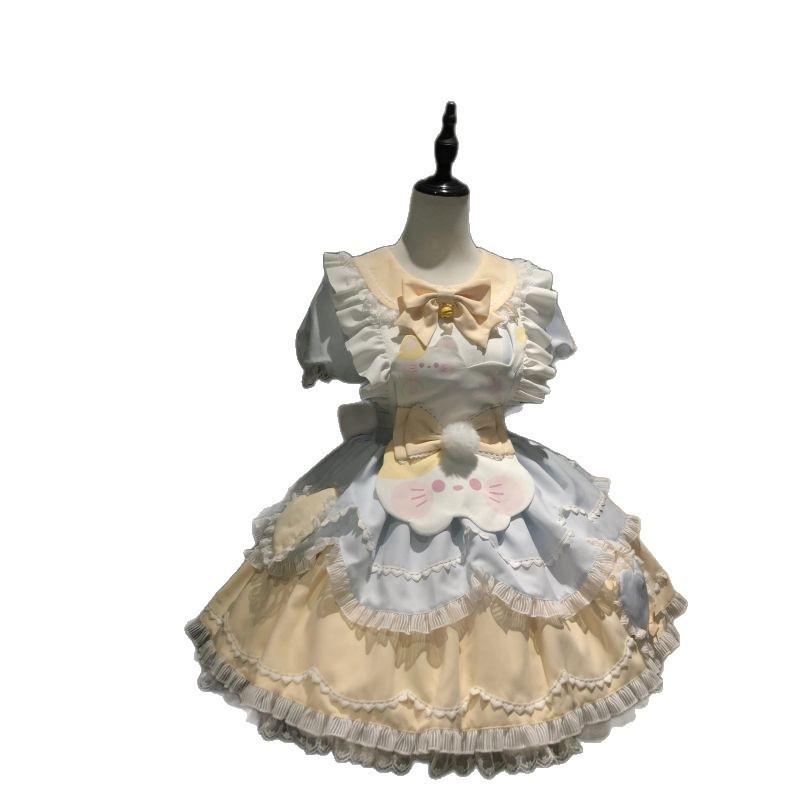 Lolita Lace Kitten Bowknot Dress & Apron Set