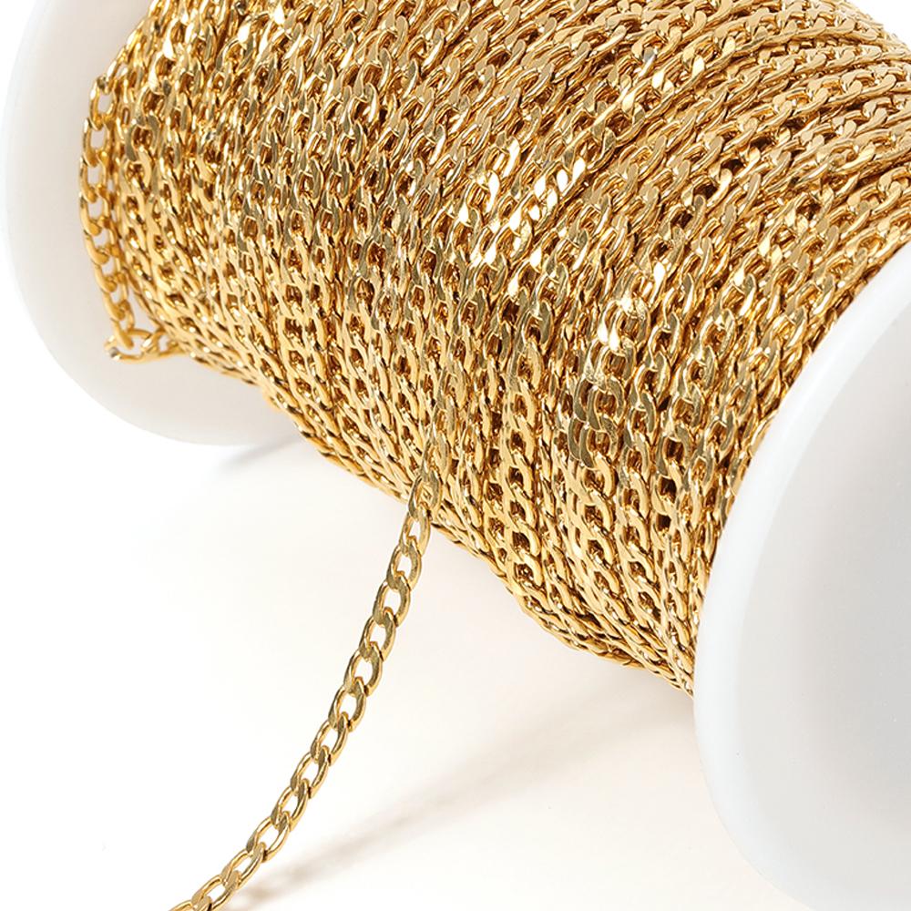 1Meter 2Meter 3mm 5mm 7mm Stainless Steel Curb Cuban Chains Bulk DIY Necklace Bracelet Anklet Jewelry Making Accessory Supplies