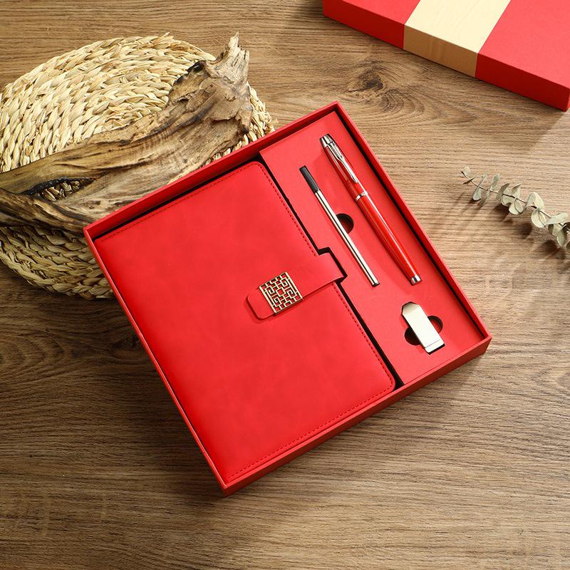Faux Leather Business Laptop Gift Set with Buckle Student Diary & Stationery Notebooks