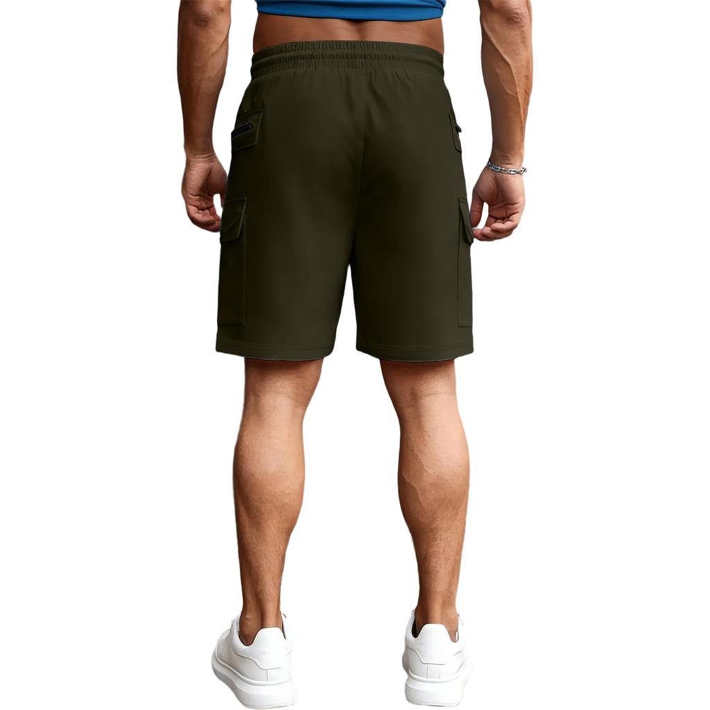 Cargo Shorts For Men Elastic Waist Hiking Work Shorts Outdoor Golf Jogger Running Shorts Zipper Pockets