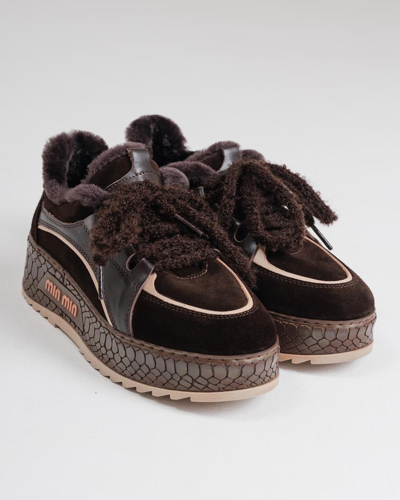 Winter Sneakers Krula 7322594 36 Chocolate Leather Suede Fur