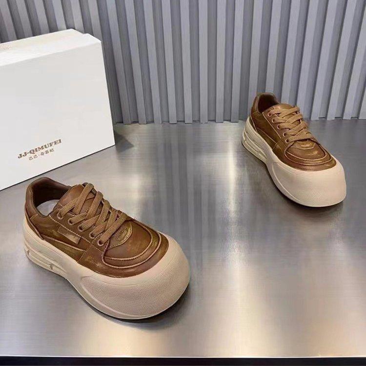 Ugly Cute Big-headed Bread Shoes for Women In the Autumn of 2025, New Versatile Thick-soled Height-increasing Sports and Leisure Board Shoes for Women