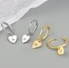 14K Gold Heart Diamond Drop Earrings Minimalist Chic Elegant Slimming Dangle Earrings For Women High End Jewelry