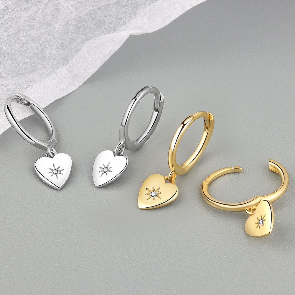14K Gold Heart Diamond Drop Earrings Minimalist Chic Elegant Slimming Dangle Earrings For Women High End Jewelry