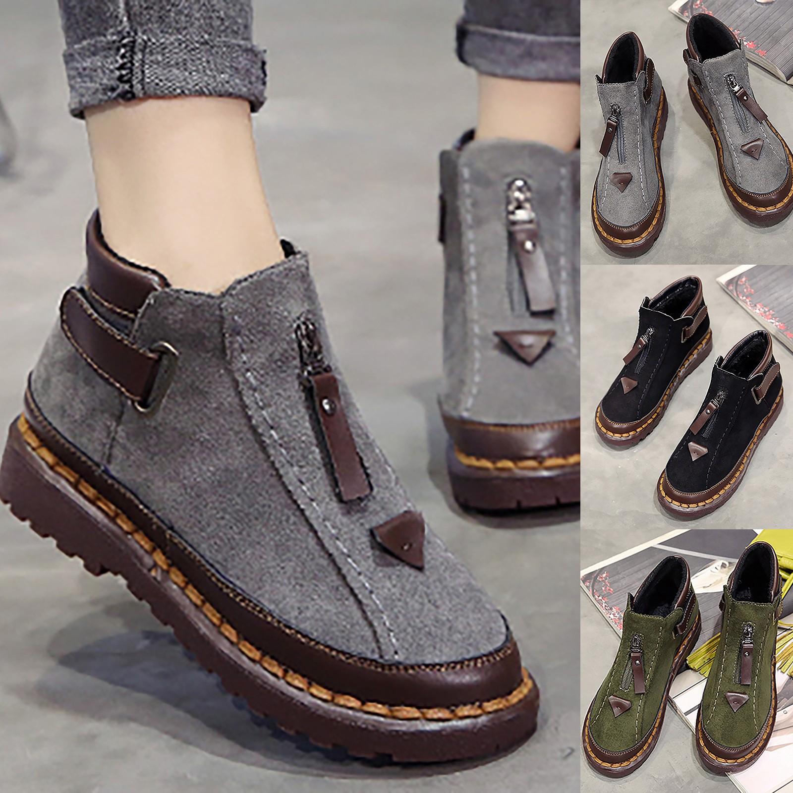 

Sagit: Женские замшевые ботинки на плоской подошве большого размера с круглым носком и цветными блоками на платформе большого размера 36 серый