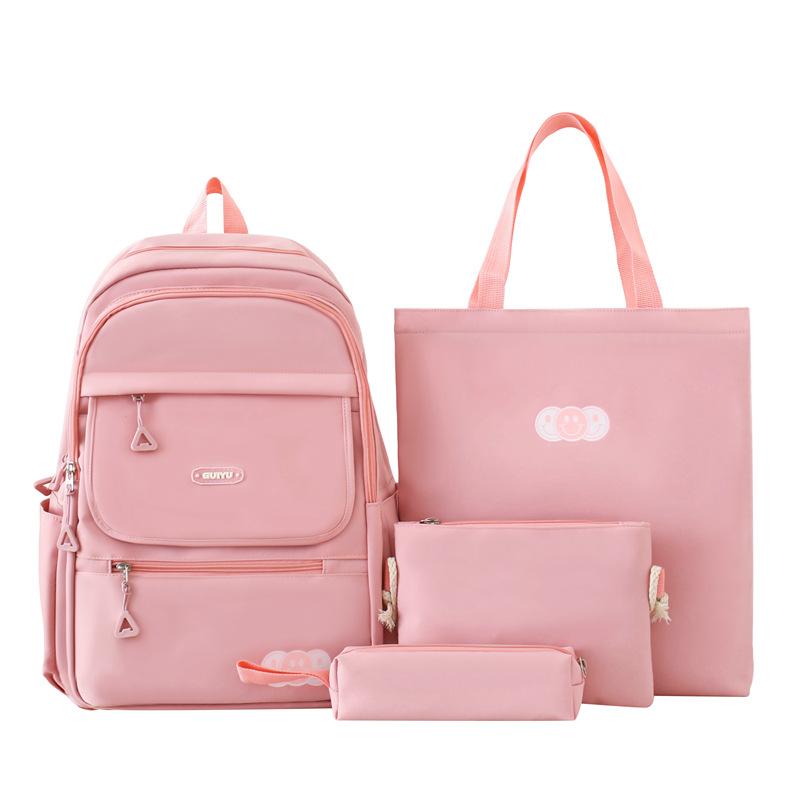 Junior High School Students' School Bag Korean Version Four-piece Set Senshi Fresh Campus Backpack Elementary School Students' Large Capacity Backpack