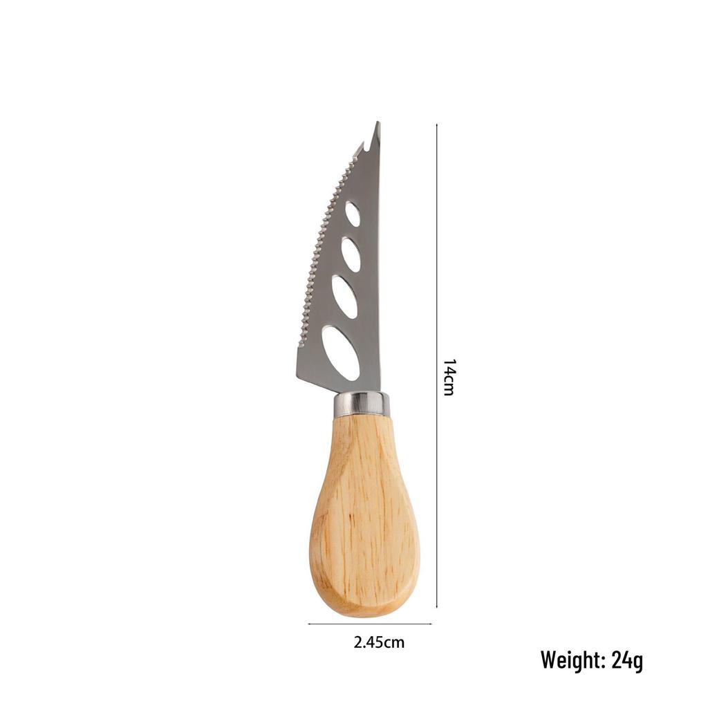 Stainless Steel Cheese, Butter, and Pizza Knife Set with Wooden Handle