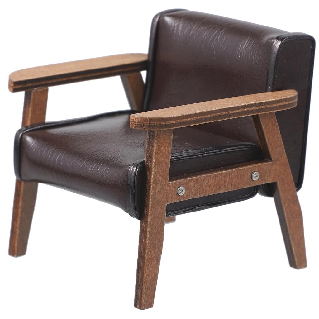 NOLITOY Mini Sofa Chair, Furniture, Miniature Chair, Model, 1:12 Scale, Figure, Dollhouse, Accessories, Small, Realistic, Brown