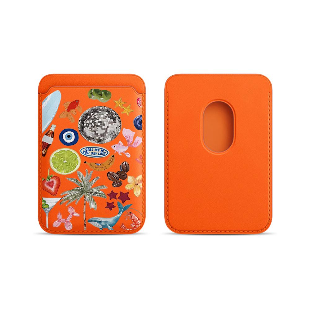 Trend Collage Leder Karten Geldbörse Hülle Handy Kartenhalter Magnetische Hülle Geeignet Für alle iPhone Für Magsafe Karten Handy Rückentasche