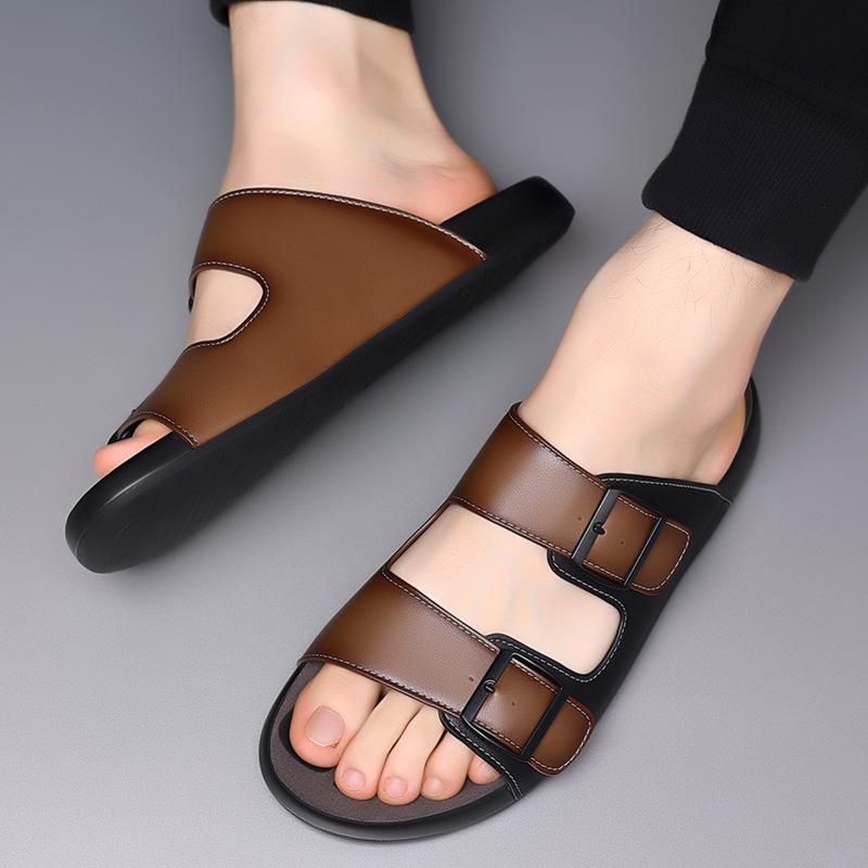 Pure Handmade Fashionable Outdoor Breathable Anti Slip Slippers High-quality Men Cowhide Lightweight Water Wading Casual Sandals
