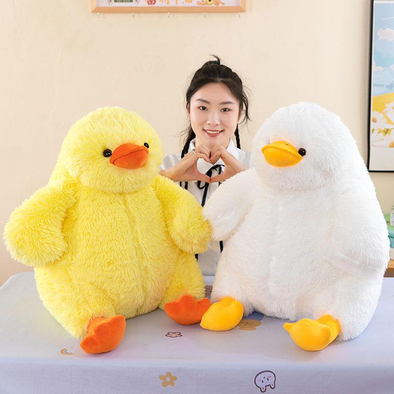 Lindo peluche de pato frito, lindo cojín suave para dormir, juguete de peluche, peluche de pato amarillo grande, regalo de cumpleaños
