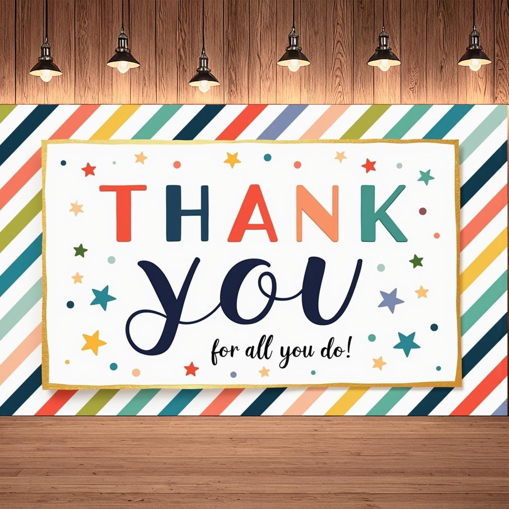 Tack-skylt Randig Bakgrund Väggdekoration Färgstark Design Tacksamhetsbanner för Festfirande Tacksamhetsceremoni