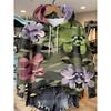 Womens Oversized Hooded Long Sleeve Sweatshirt With Floral Plaid Print Comfortable Breathable Casual Top