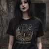 Witch Cat Shirt, Familiar But Useless, Whimsigoth Woodcut Graphic Tee, Dark Cottagecore Clothing