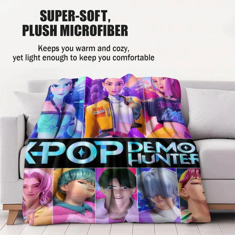 K-Pop D-Demon Hunters Blanket Rumi Mira Zoey Printed Multifunctional Flannel Throw Fan Gifts For Home Leisure Camping Travel