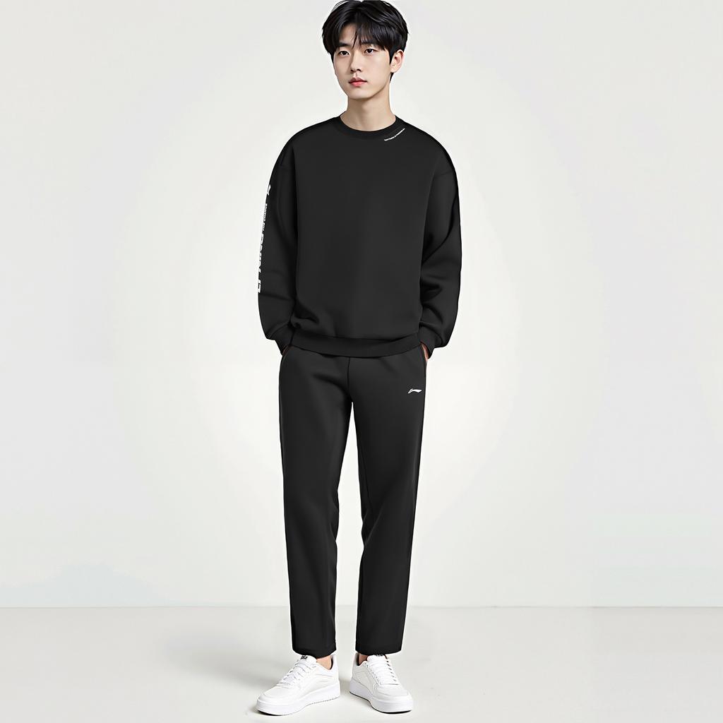 Li-Ning Versatile Round Neck Long Sleeve Comfortable Sweatpants Commuter Hoodie Set Men Sets AWDTB37-12+AKLUA75-5