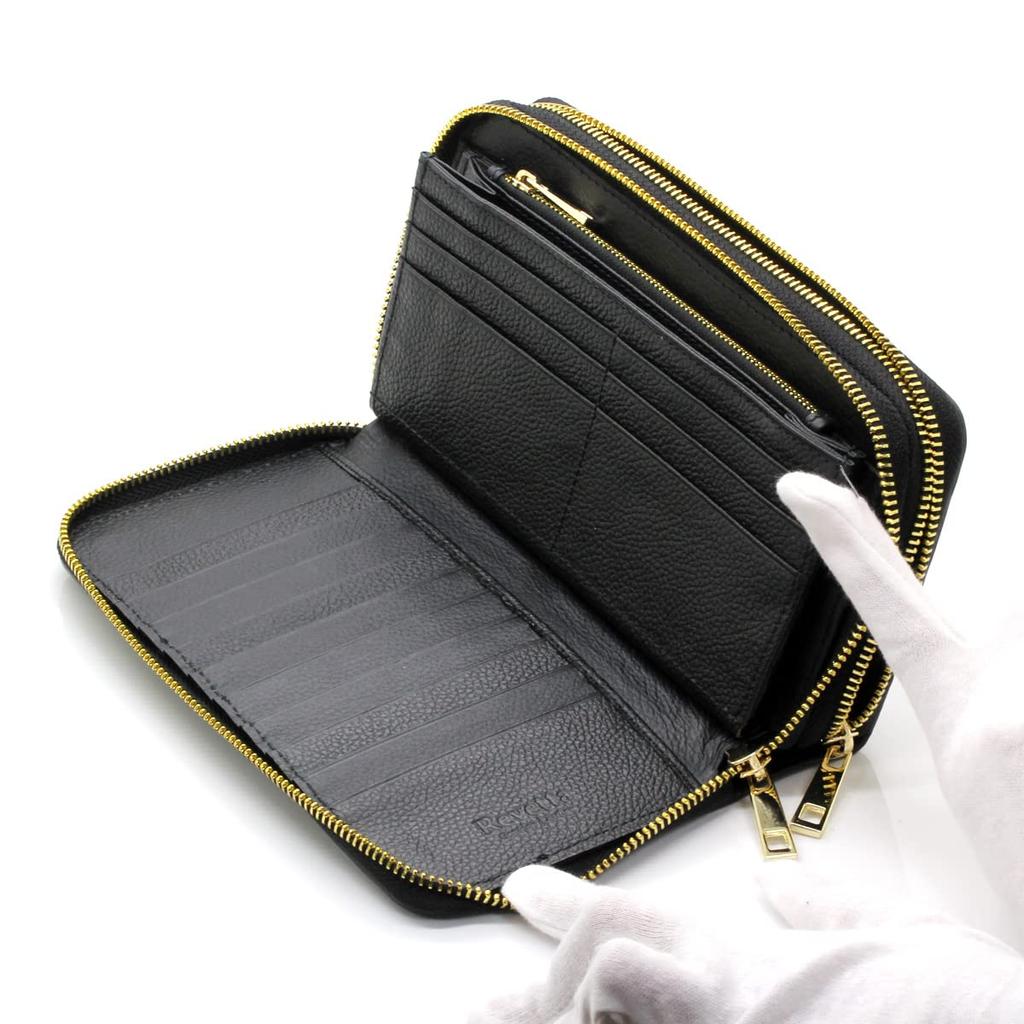 [Revetta] Stingray Leather Long Wallet, Galuchat, Large Capacity, 40 Card Slots, Black, Double Round Zipper, Men's Genuine Leather [191stw-2-a]