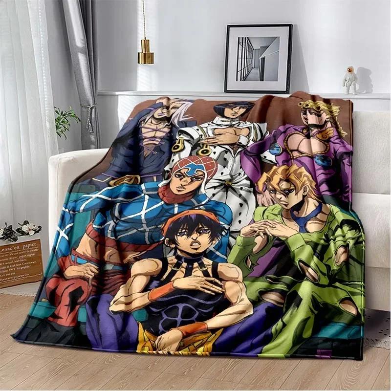 Anime JoJo Bizarre Adventure Flannel Blankets Print Child Adult Throws Blanket Sofa Travel Teen Student Blanket