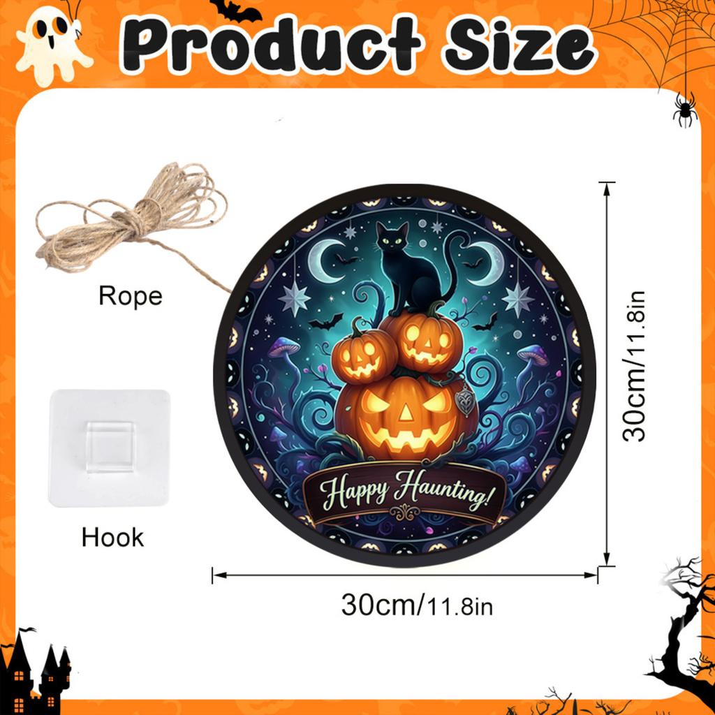 Halloween LED Light Up Hanging Sign for Home Decor (Batteries Not Included)