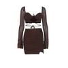 European and American fashion suit, sexy new mesh hollowed-out straps, crop top, short skirt set, two-piece set.