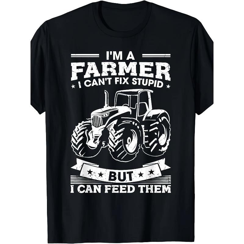 

European sizes Men s Funny I m A Farmer I Feed People Tractor T-Shirt - Retro Farming Graphic Tee, Comfortable Casual & Athletic Wear 4XL