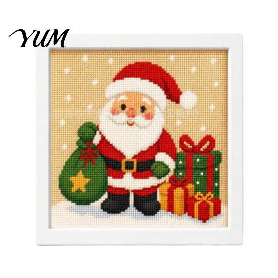 Regalo de Navidad Hecho a Mano Kit DIY de Punto de Cruz, Patrones Navideños de Papá Noel Muñeco de Nieve Reno, Kit de Manualidades de Costura para Principiantes con Temática para Adultos