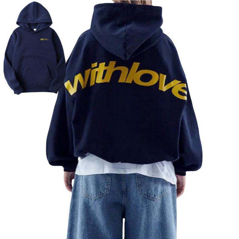 Eurasian Size Fleece Sweater Loose Letter Casual Fashion Sports Hooded Sweater Jumper