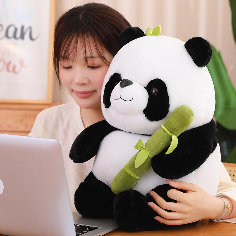 1pc Soft Panda Plushie Stuffed Kawaii Animals Holding Bamboos Panda Bear Baby Appease Doll High Quality Birthday Gift Kids Boy