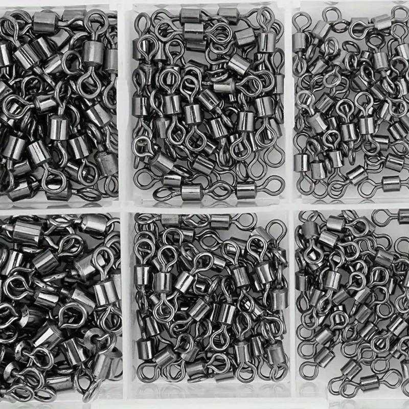210lots Fishing Swivels Set with 5 Different Size Corrosions Resistant Metal Connectors for Professional Anglers