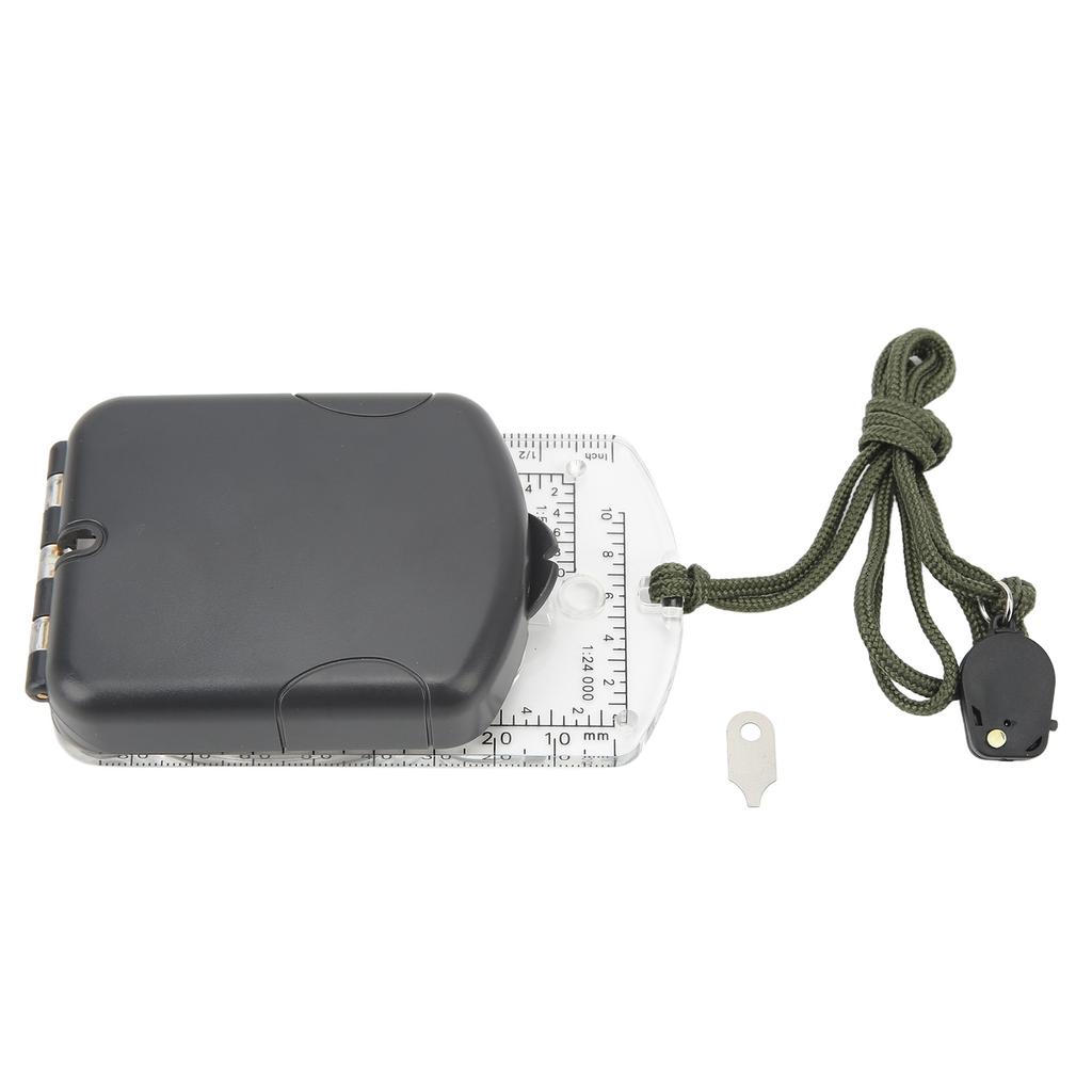 Multifunctional Plastic Compass with Scales Portable Gradiometer Magnifying Glass LED Lamp Tool
