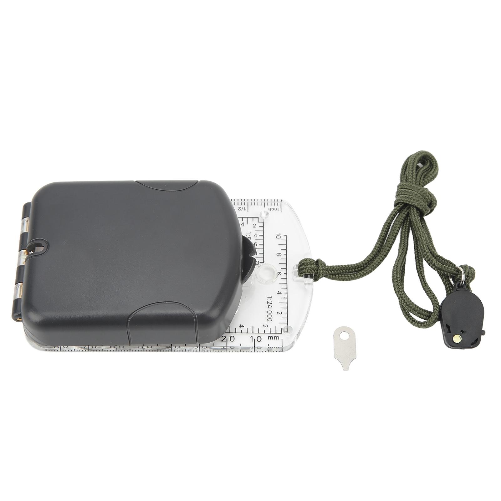 Multifunctional Plastic Compass with Scales Portable Gradiometer Magnifying Glass LED Lamp Tool