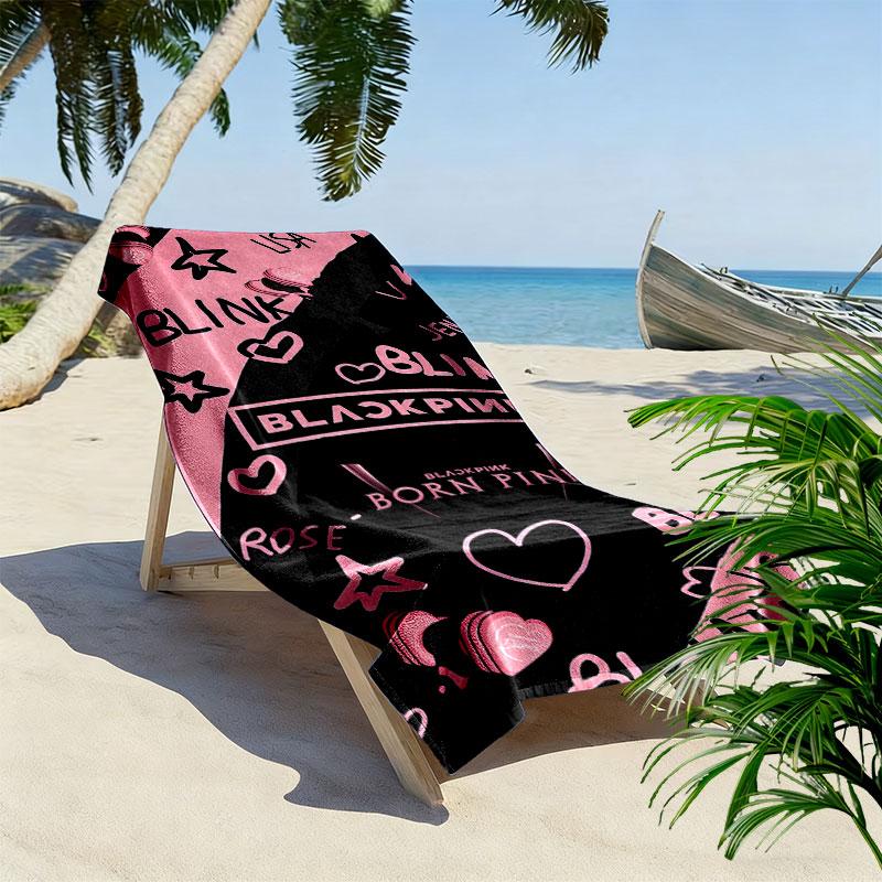 Blackpink Print Beach Towel, Large Soft Quick Dry Towel for Beach Camping Swimming
