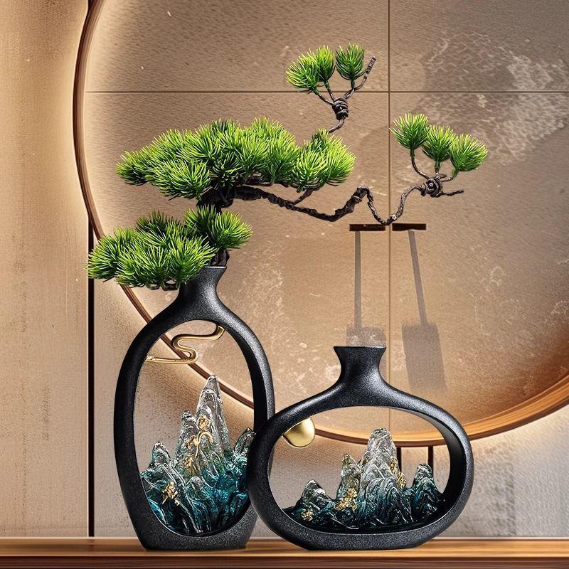 Chinese Antique-Style Rockery Vase Ornament for Living Room or Office Decor and Housewarming Gift