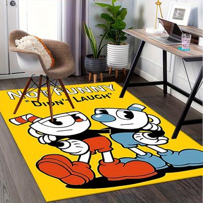 1pc Cuphead,Mugman,Minimalist Office Carpet Soft Polyester Non Slip Machine Washable Indoor Carpet L