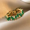 Bright Green Cubic Zirconia Ring Female Engagement Party Jewelry Noble Lady Fashion Wedding Ceremony Accessories Gift