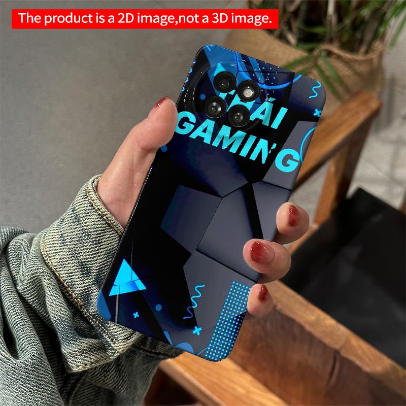 2DFlat Xiaomi Redmi phone caseBlue Neon Gaming Geometry Phone Casesuitable for Redmi Note 11 12 13 14 A3 K80 15 17 Ultra