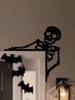 Halloween Door Corner Decor, Gothic Black Skeleton Design Wall Art, Wooden Frame Hanging Ornament for Home Party & Haunted House
